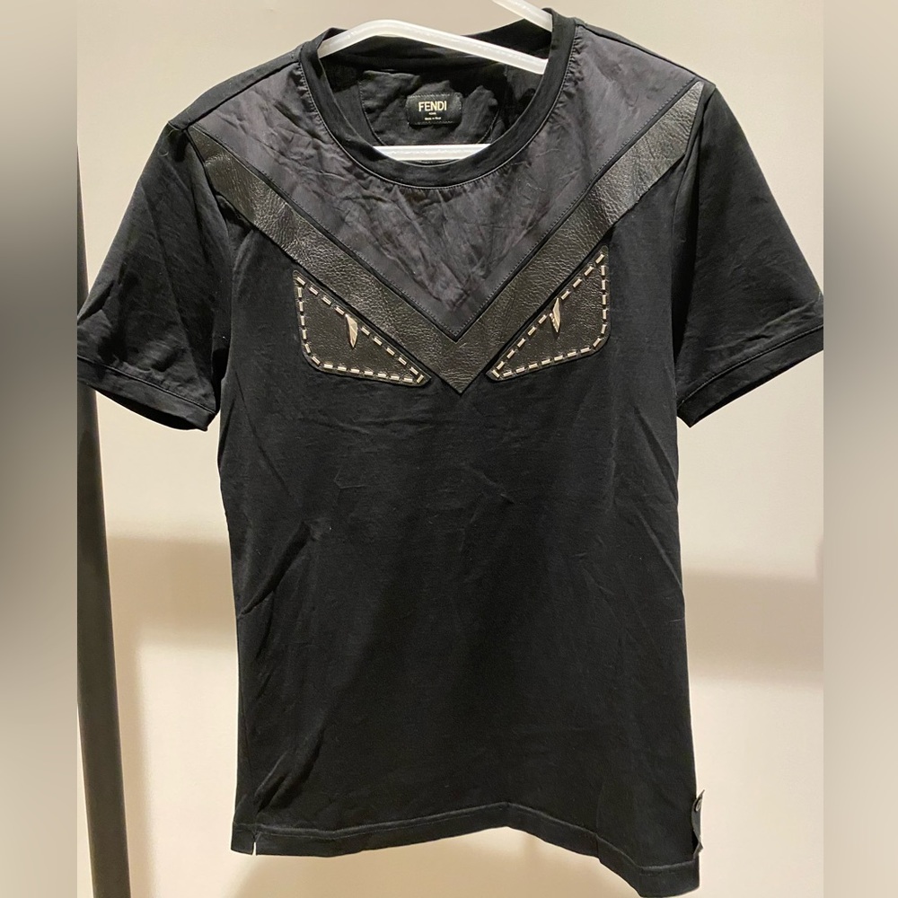 Fendi Monster T-shirt with Leather Accents